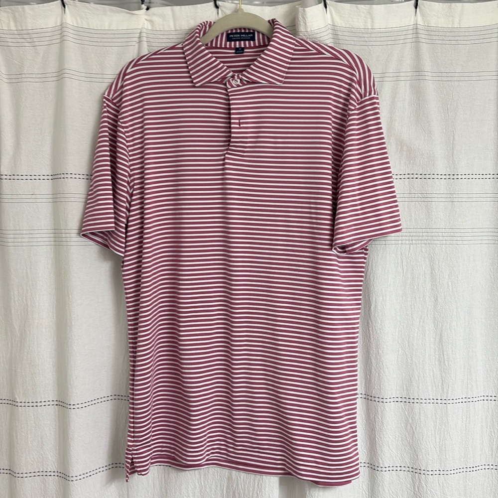 Peter Millar Crown Crafted Striped Polo Shirt Size Medium